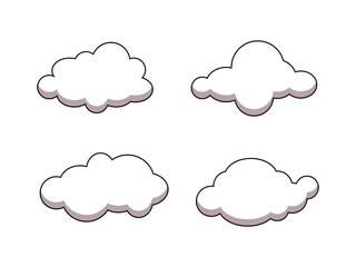 set of clouds, simple cloud illustration design, cloud in the sky design