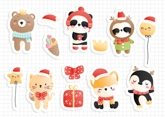 Christmas woodland animal sticker sheet, planner and scrapbook.