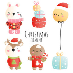 Christmas woodland, christmas animal. Vector illustration