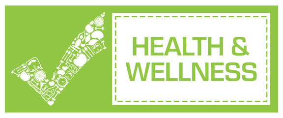 Fototapeta premium Health And Wellness Green Tick Mark Health Symbols Green Box 