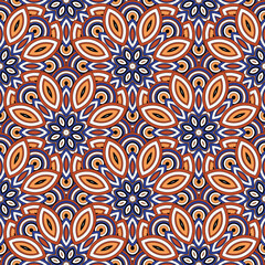 Vector seamless background. Endless colorful texture. Use for wallpaper, textile, book cover, clothes. In blue and yellow colors