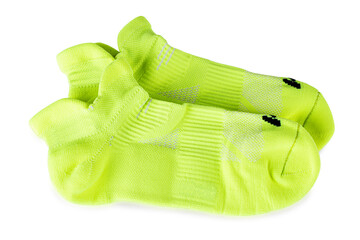 new green sports socks isolated on white background