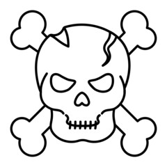 Human Skull with cross bone Concept, Death fear Vector Line Icon Design, Halloween costume Symbol, Holiday Celebrations Sign, Saints Eve festivals Stock illustration