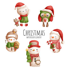 Vintage snowman. Merry Christmas, Vector illustration