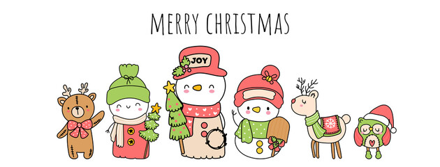 Vintage snowman. Merry Christmas, Vector illustration