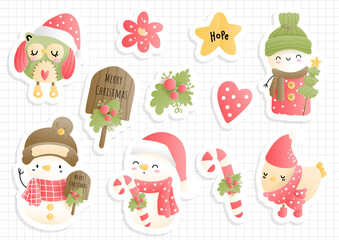 Christmas vintage snowman sticker sheet, planner and scrapbook.