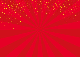 イラスト素材: 背景　広告用　新春セール　赤い集中線　金色の紙吹雪 - obrazy, fototapety, plakaty