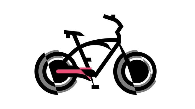 cruiser bike animated color icon. cruiser bike sign. isolated on white background