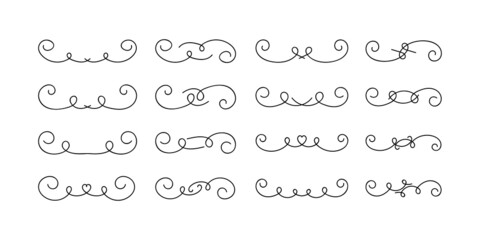 Obraz premium Ornament swirl, text divider illustration. Doodle ornate curl hand drawn typographic swirls.