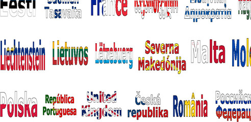 Nombre con banderas países europeos