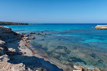 Fototapeta na wymiar Die Blaue Lagune im Akamas Nationalpark in der Region Paphos auf Zypern 