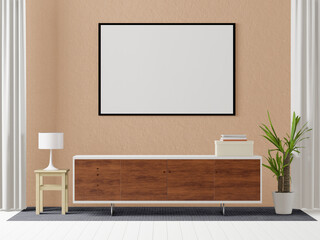 3D Mockup photo frame in Modern interior of living room