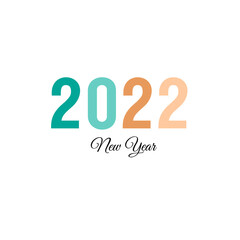 Happy New Year 2022 text design. Cover of business diary for 2022 with wishes. Brochure design template, card, banner. Vector illustration. Isolated on white background.
