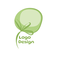 Vector green logo. Concept design of Plant, nature, ecology, garden, bio, growth, health and beauty care. Hand drawn icon of abstract flower. 