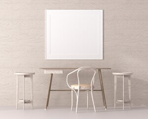 3D Mockup photo frame in Modern interior of living room