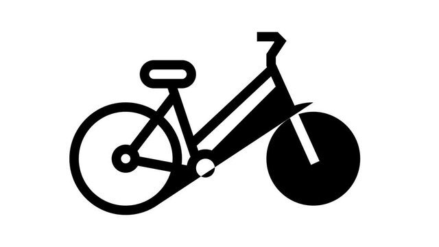 bicycle urban transport animated line icon. bicycle urban transport sign. isolated on white background