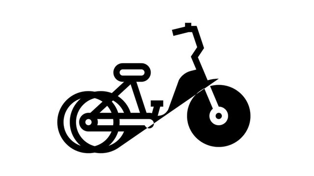tricycle bicycle type animated line icon. tricycle bicycle type sign. isolated on white background