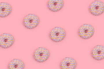 The pink doughnut pattern on top of the pink background.