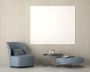 3D Mockup photo frame in Modern interior of living room