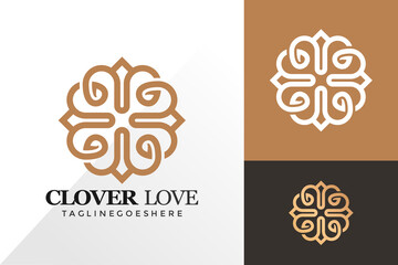 Abstract clover love ornament logo and icon design vector concept for template