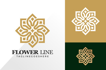 Abstract flower line logo and icon design vector concept for template
