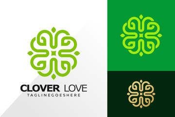 Nature clover love logo and icon design vector concept for template