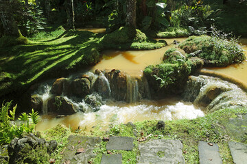 small waterfall in furnas on the azores islands