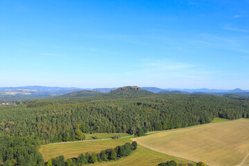 Outlook from mountain Pfaffenstein to Gohrischstein, Saxon Switzerland - Germany