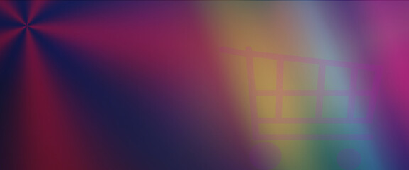 shopping cart on colorful background