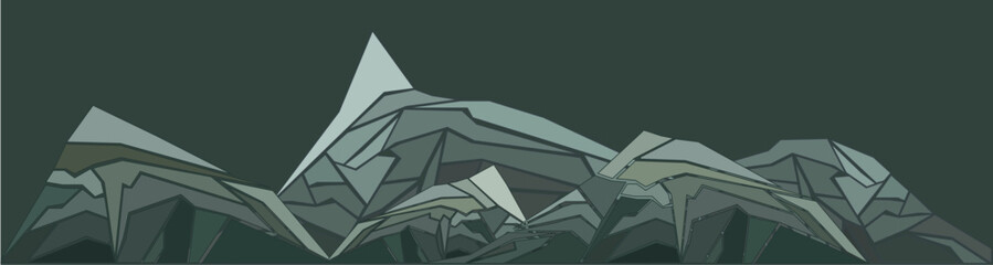 Mountain landscape in mosaic style. Green hills. [Vector]