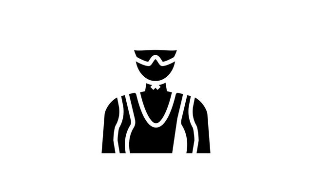 female cyclist animated glyph icon. female cyclist sign. isolated on white background