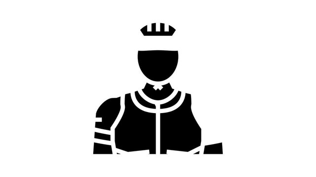 male cyclist animated glyph icon. male cyclist sign. isolated on white background