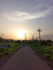 sunset on the road