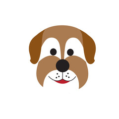 Dog face logo isolated on white background. Funny dog face logo for web site, icon, app, poster, placard and wallpaper. Dog face icon, vector illustration
