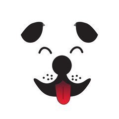 Dog face logo isolated on white background. Funny dog face logo for web site, icon, app, poster, placard and wallpaper. Dog face icon, vector illustration