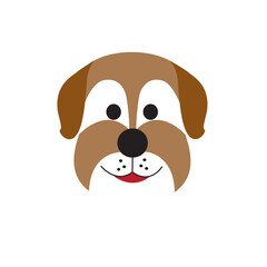 Dog face logo isolated on white background. Funny dog face logo for web site, icon, app, poster, placard and wallpaper. Dog face icon, vector illustration