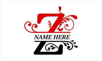 Z Alphabet split letter nature abstract monogram vector logo template