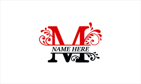 M Alphabet split letter nature abstract monogram vector logo template