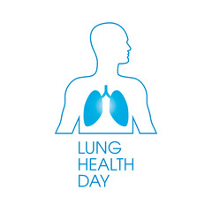 Lung Health Day Poster with healthy male lungs vector. Person with healthy lungs blue silhouette icon vector isolated on a white background. Important day