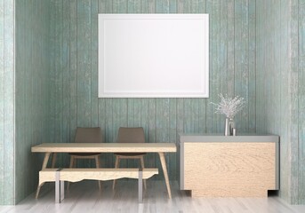 3D Mockup photo frame in Modern interior of living room
