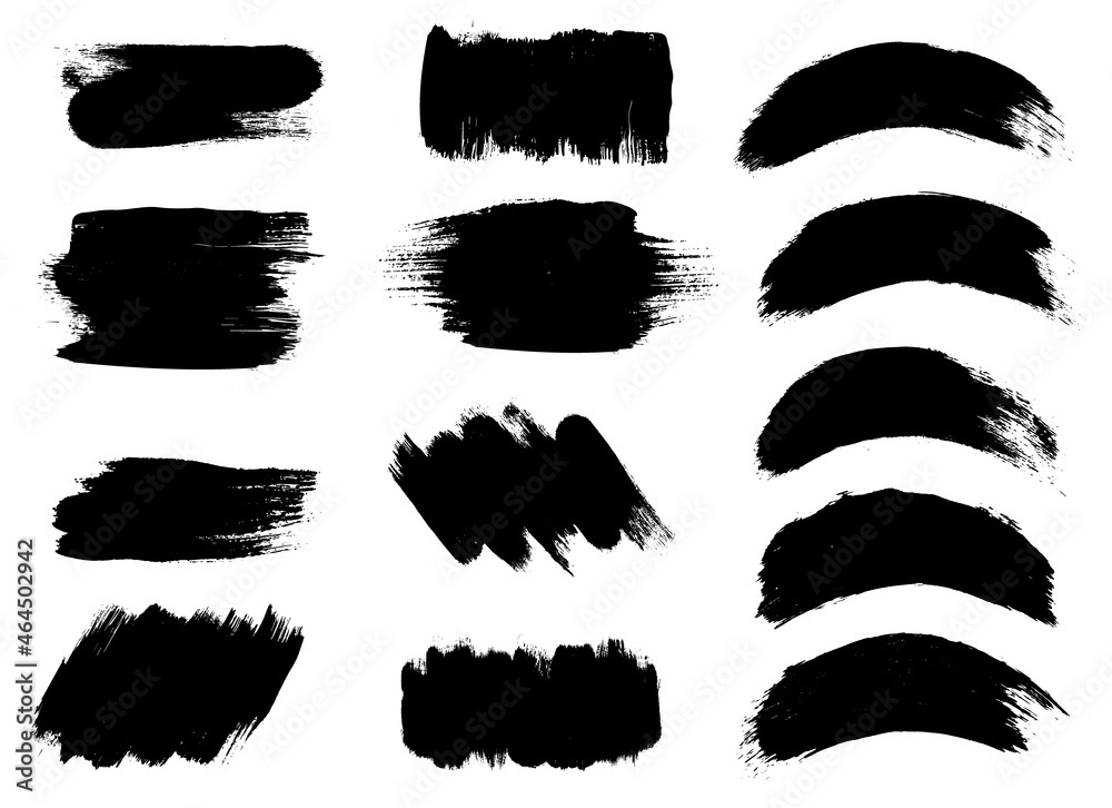Poster vector set of ink brush strokes.