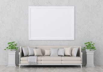 3D Mockup photo frame in Modern interior of living room