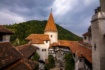 Bran Castle at sunset. The famous Dracula's castle in Transylvania, Romania