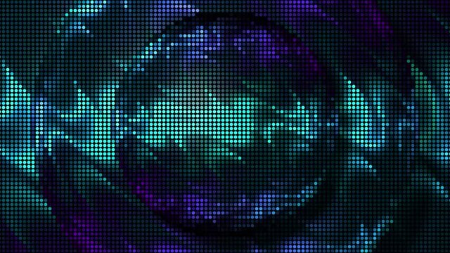 Colorful circles and rippling liquid surface, seamless loop. Motion. Silhouettes of rings of different diameter under the wavy substance.