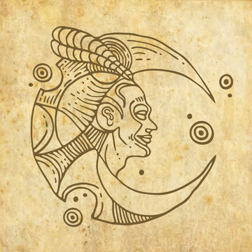 Illustration with hand drawn sun symbol