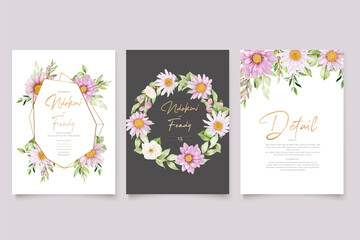  hand drawn watercolor daisy background card set