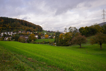 Fototapeta na wymiar village in the mountains in switzerland