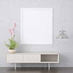 3D Mockup photo frame in Modern interior of living room