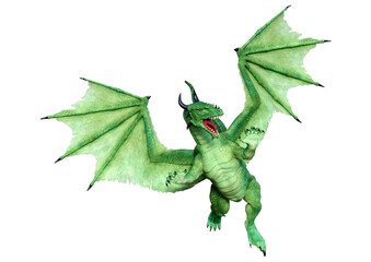 3D Rendering Fairy Tale Dragon on White