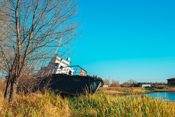 Naklejka premium river bank on an autumn day